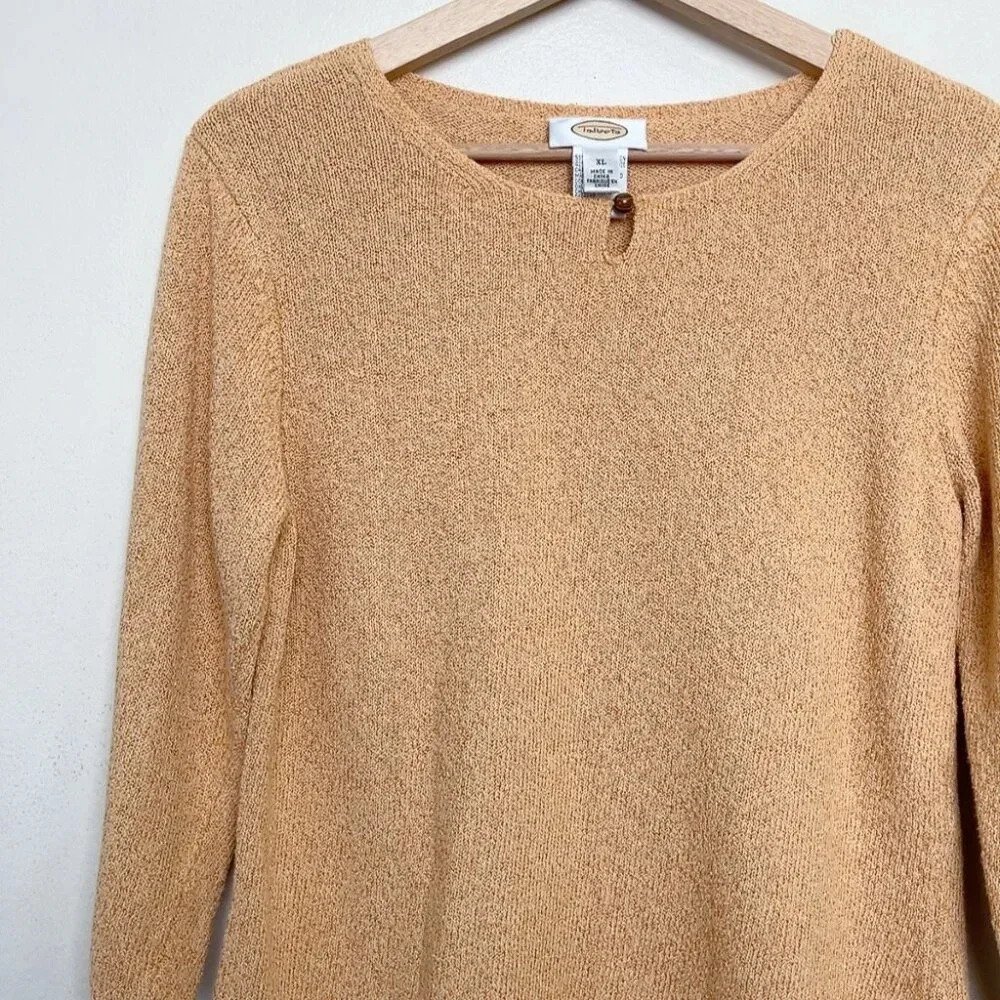 Talbots Womens XLarge Textured Keyhole Cotton Orange Knitted Sweater - Picture 8 of 15